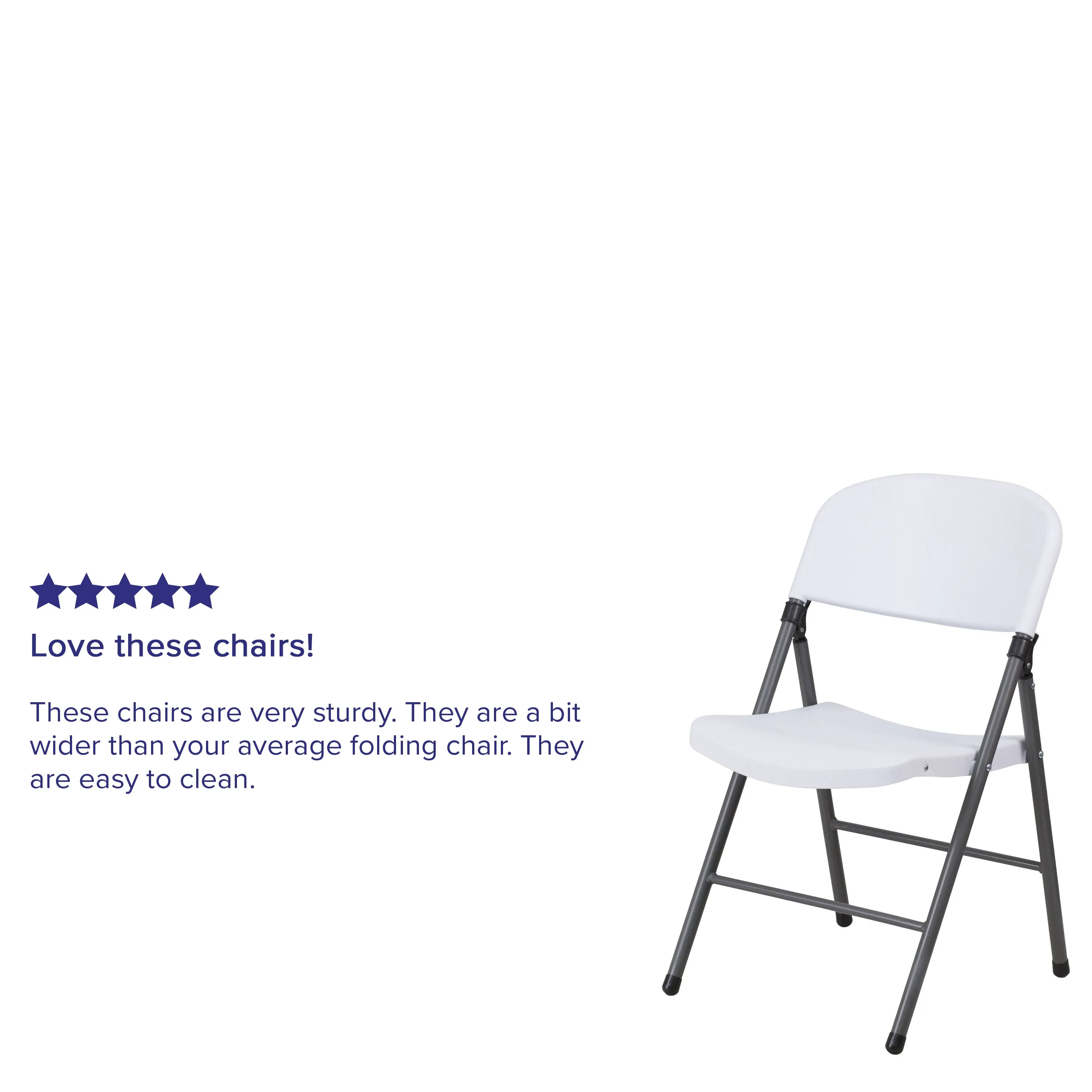 2 Pack HERCULES Series 330 lb. Capacity Granite White Plastic Folding Chair with Charcoal Frame