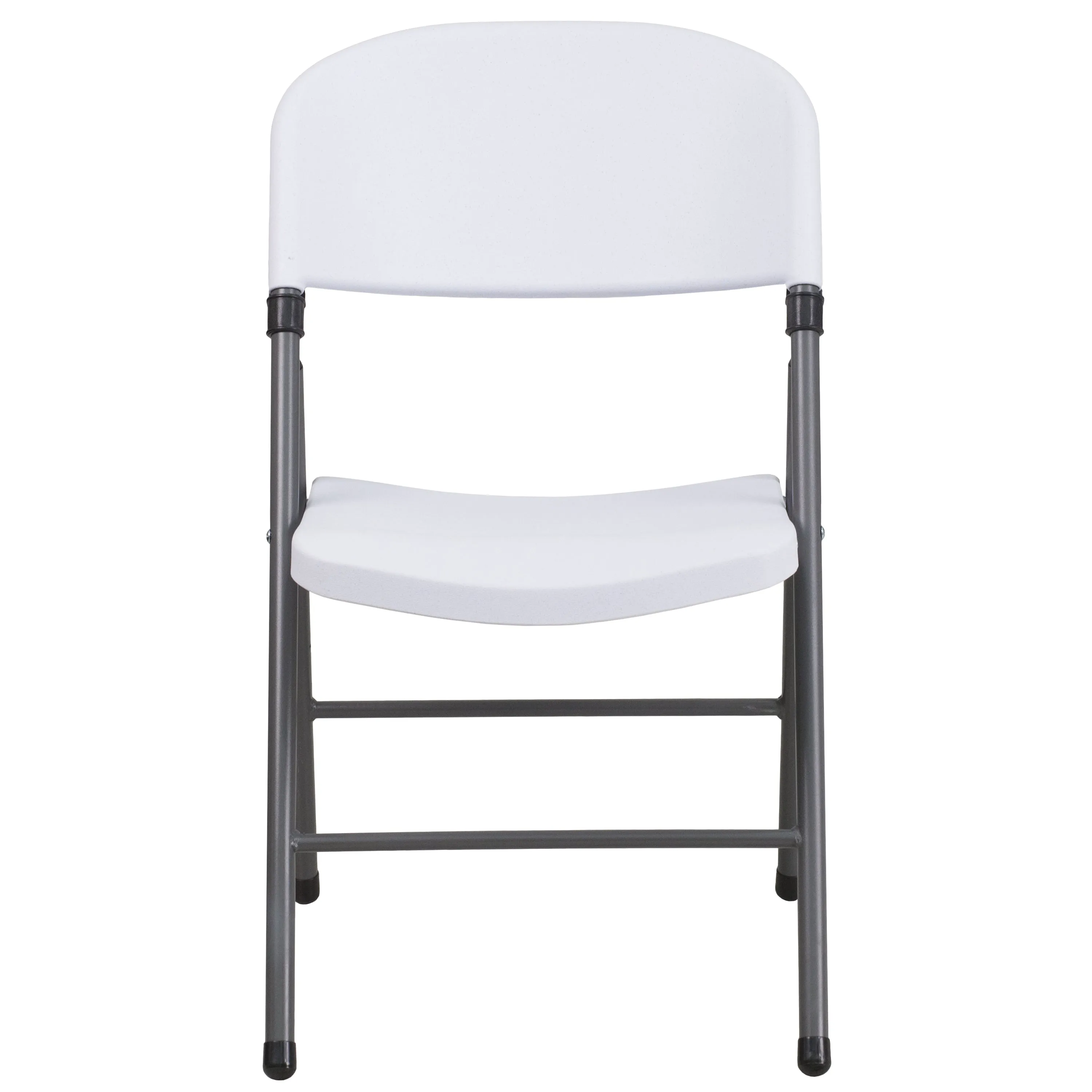 2 Pack HERCULES Series 330 lb. Capacity Granite White Plastic Folding Chair with Charcoal Frame