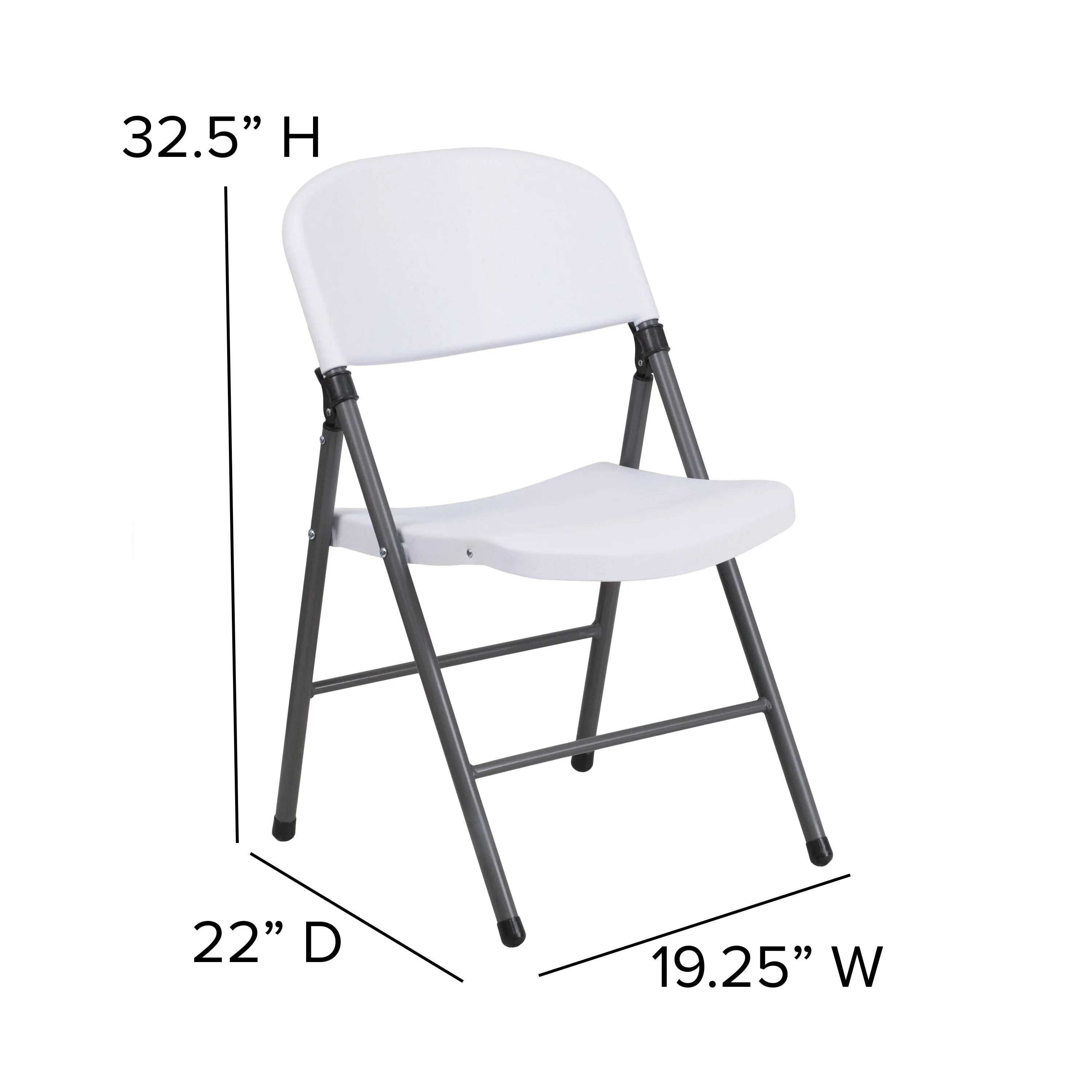 2 Pack HERCULES Series 330 lb. Capacity Granite White Plastic Folding Chair with Charcoal Frame