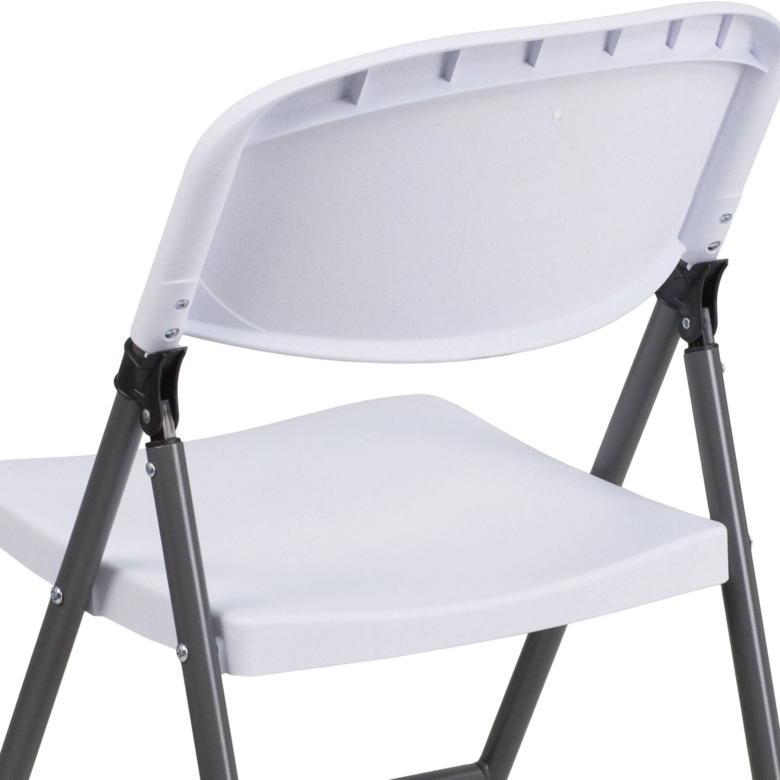 2 Pack HERCULES Series 330 lb. Capacity Granite White Plastic Folding Chair with Charcoal Frame
