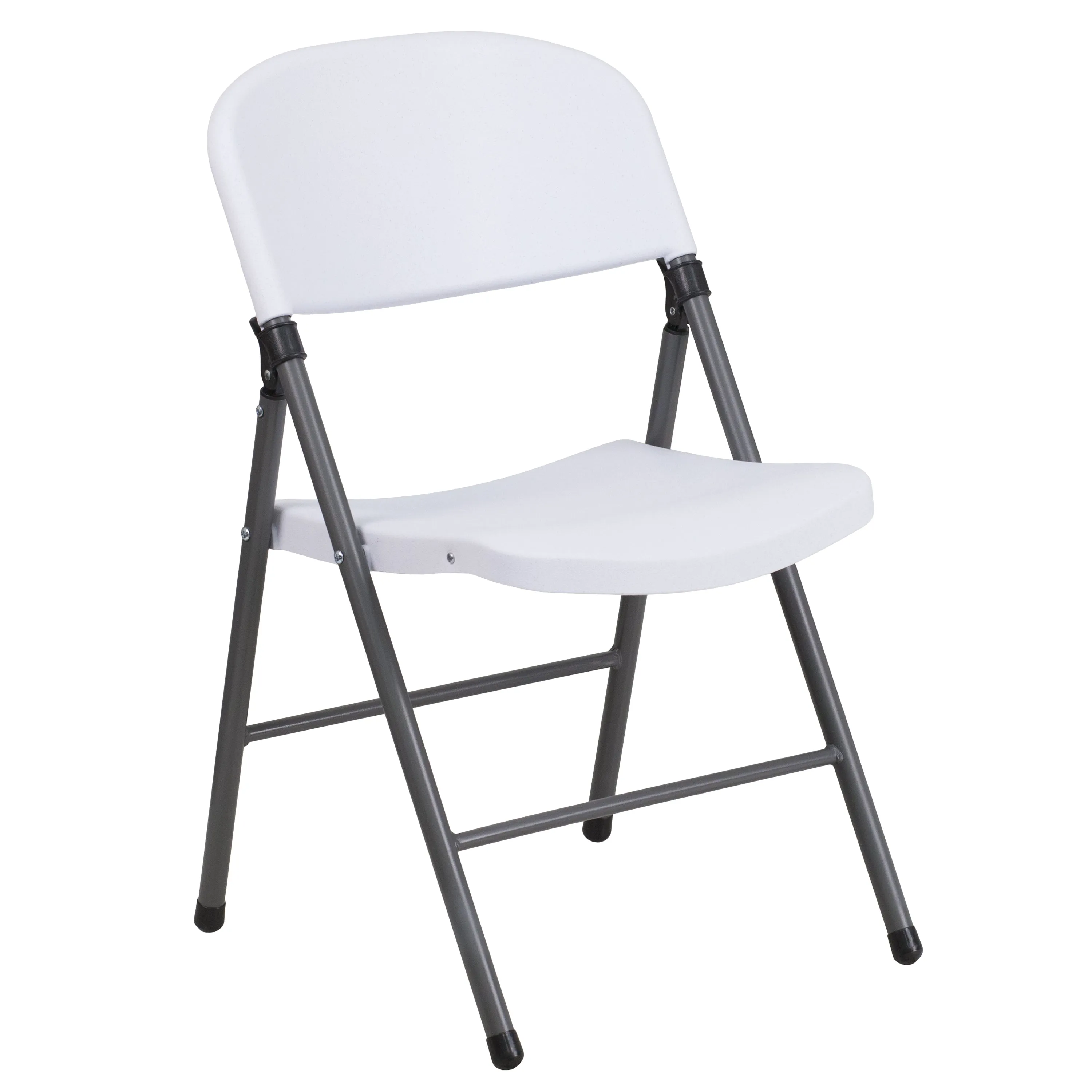 2 Pack HERCULES Series 330 lb. Capacity Granite White Plastic Folding Chair with Charcoal Frame
