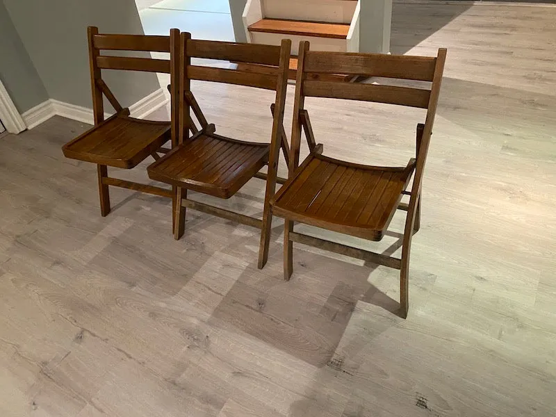 3 Outdoor Teak Folding Chairs