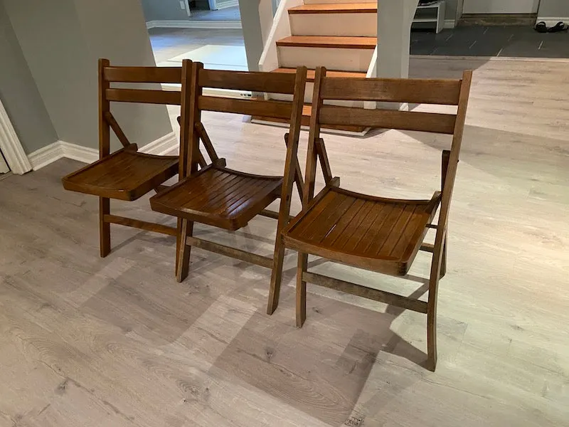 3 Outdoor Teak Folding Chairs