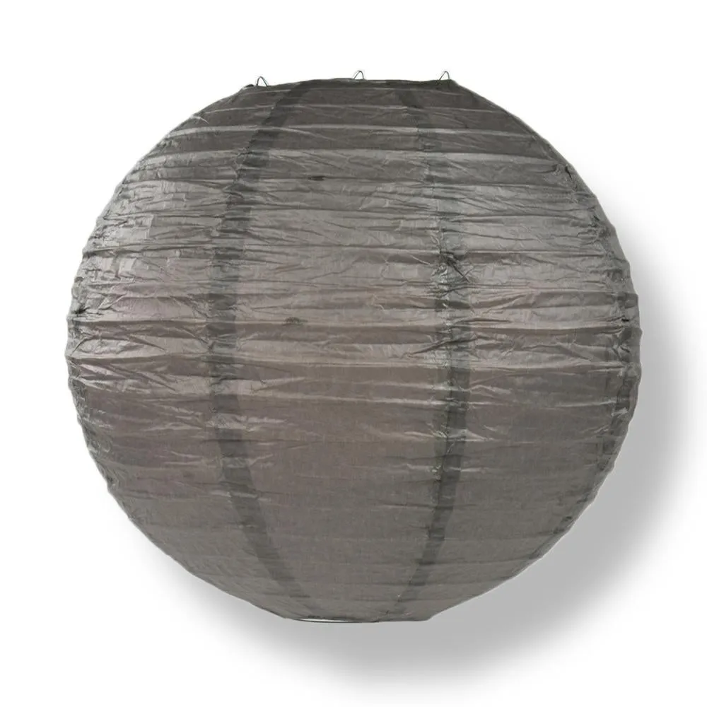 30" Driftwood Grey Jumbo Round Paper Lantern, Even Ribbing, Chinese Hanging Wedding & Party Decoration