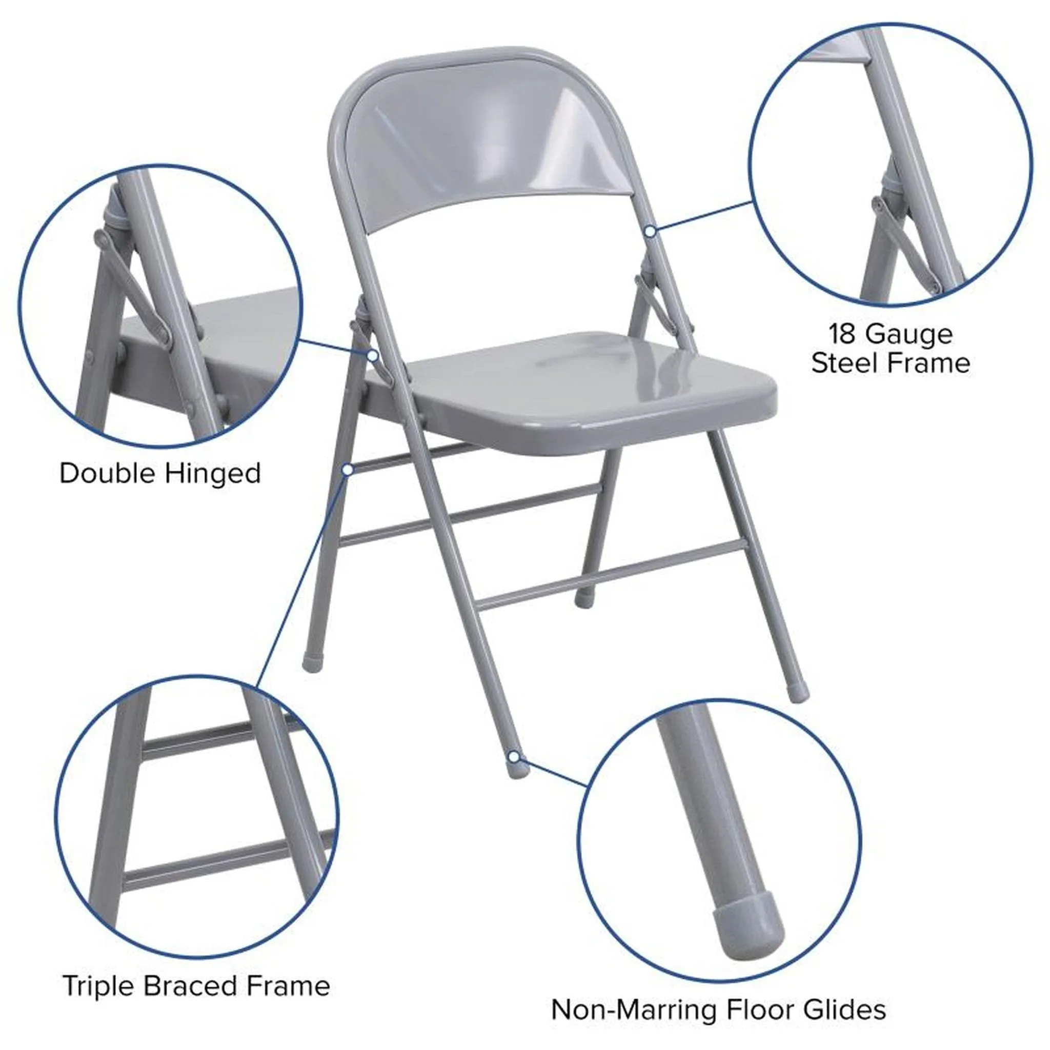 Hercules Triple Braced & Double Hinged Metal Folding Chair